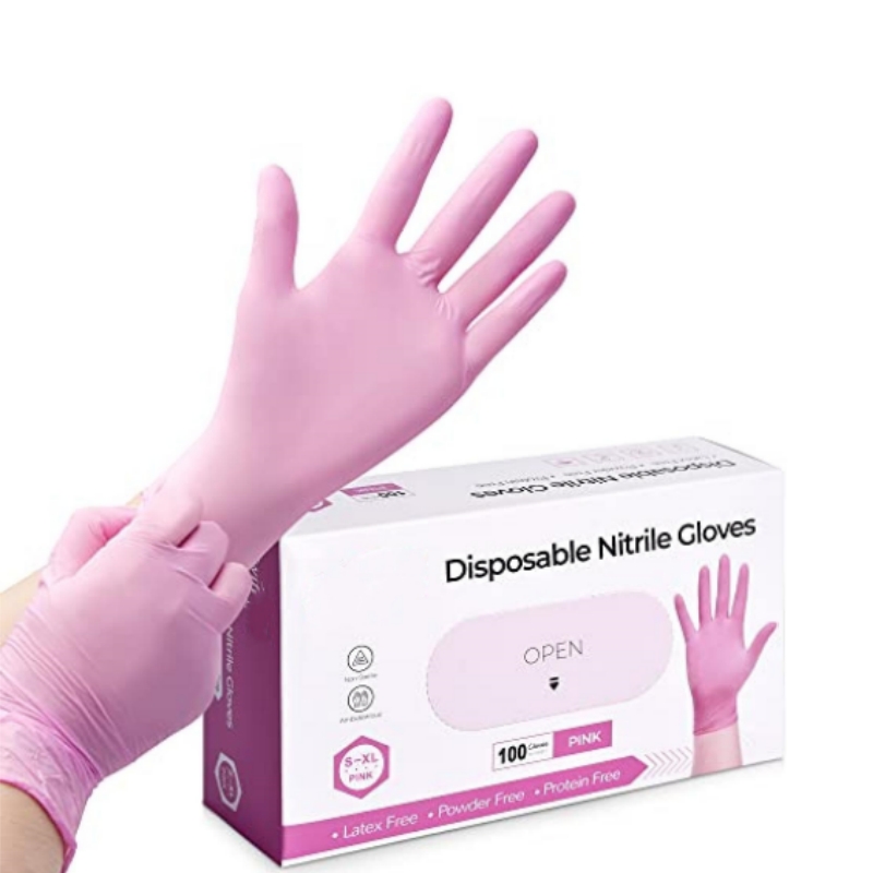 Garden Gloves - Różowe nitrylowe rękawice jednorazowe do sprzątania
